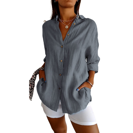 Women's Pleated Longsleeve Blouse | Versatile Fit S-5XL | Elegant Textured Design | Timeless and Comfortable | Perfect for Day to Evening Wear