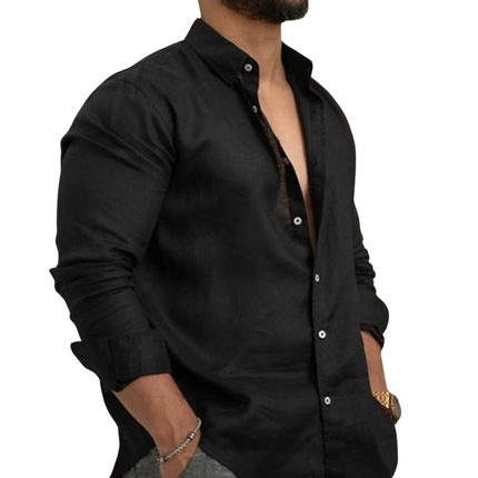 Tailored Men's Long Sleeve Shirt | Button-Up with Adjustable Cuffs | Breathable Fabric | Available in Neutral and Earthy Tones | Sizes S-3XL | Perfect for Formal & Smart-Casual Occasions