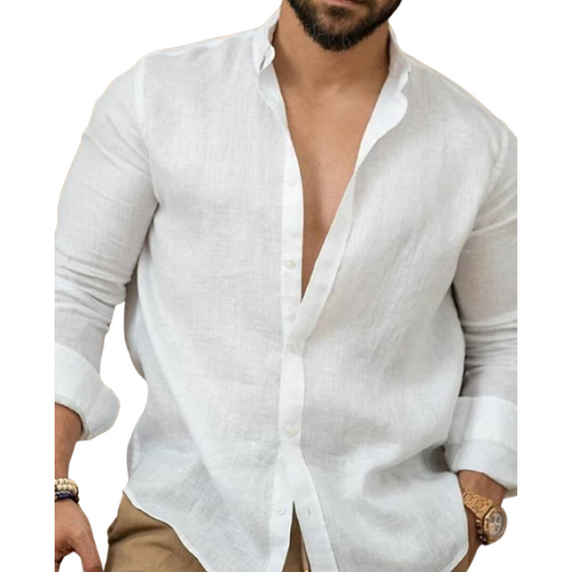 Tailored Men's Long Sleeve Shirt | Button-Up with Adjustable Cuffs | Breathable Fabric | Available in Neutral and Earthy Tones | Sizes S-3XL | Perfect for Formal & Smart-Casual Occasions