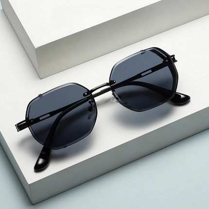 Basil Sunglasses | Vintage Style | Aluminum Frame | Polarized UV Protection | Comfortable Nose Piece | Perfect for Beach, Festival, Casual Outings | Black, Blue, Purple, Bronze