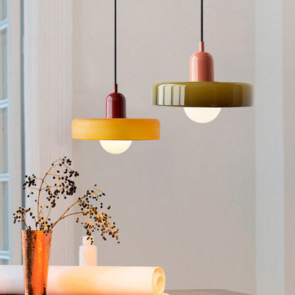 Bauhaus Pendant Light | Vivid Colored Glass | Modern Design | Functional Home Decor | Energy Efficient Lighting for Living Room, Dining Room, Bedroom