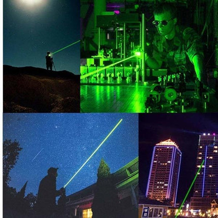 High Power Green Laser Pointer Set | Super Bright | Adjustable Focus | Safe Child Lock | 500-10000m Range | Rechargeable 18650 Battery | Lightweight | High-Tech Optics | Continuous Beam | Portable Design