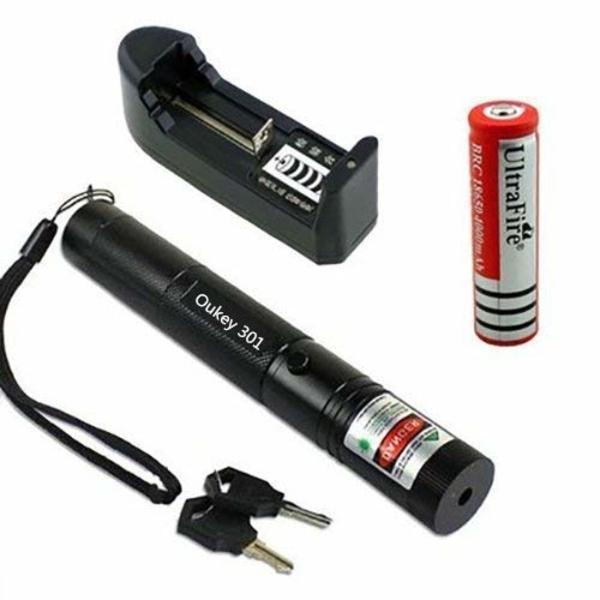 High Power Green Laser Pointer Set | Super Bright | Adjustable Focus | Safe Child Lock | 500-10000m Range | Rechargeable 18650 Battery | Lightweight | High-Tech Optics | Continuous Beam | Portable Design