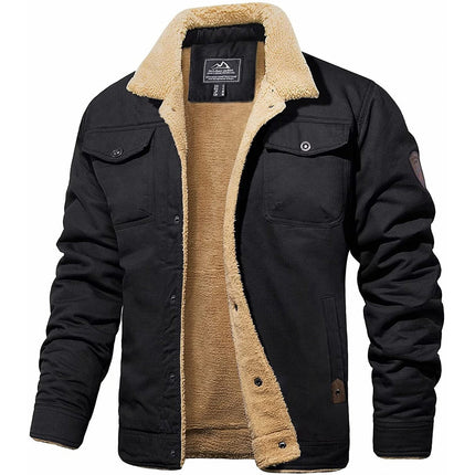 Hunter Bomber Jacket for Men | Windproof Cotton Outerwear with Thermal Wool Lining | Stylish and Functional with Pockets | Cozy Winter Wear