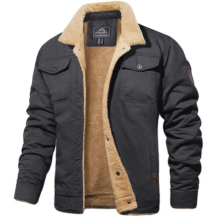 Hunter Bomber Jacket for Men | Windproof Cotton Outerwear with Thermal Wool Lining | Stylish and Functional with Pockets | Cozy Winter Wear