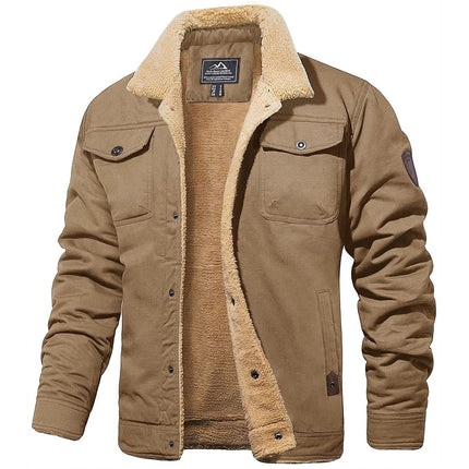Hunter Bomber Jacket for Men | Windproof Cotton Outerwear with Thermal Wool Lining | Stylish and Functional with Pockets | Cozy Winter Wear