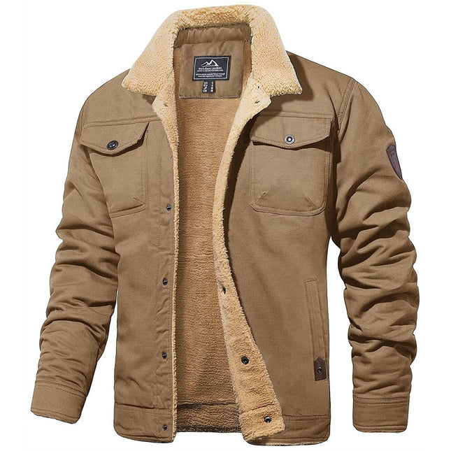 Hunter Bomber Jacket for Men | Windproof Cotton Outerwear with Thermal Wool Lining | Stylish and Functional with Pockets | Cozy Winter Wear