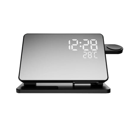 3-in-1 Wireless Fast Charging Station with Alarm Clock | Compatible with Apple iPhone, Watch & AirPods | Qi Technology | Multifunctional & Stylish Docking Solution