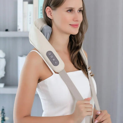 SootheTrapezius | 3D Simulation Electric Massager | Neck & Back Relaxation | Six-Claw Design | Hot Compress Feature | Adjustable Massage Modes | Hands-Free Use | Quiet Operation | Long-Lasting Battery