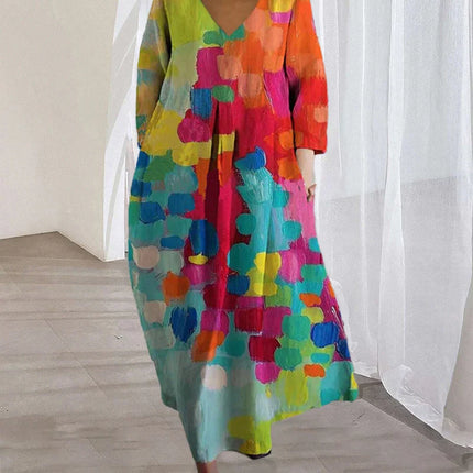 VISCONTE | Women’s Colorful V-Neck Dress | Soft Lightweight Fabric | Elegant Spring Design