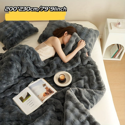 Double-Sided Faux Rabbit Fleece Blanket | Soft Plush Comfort for Bedroom, Living Room & Travel | Cozy All-Season Use