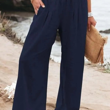 Giorgia - Casual wijde katoen-linnen broek - Visconte