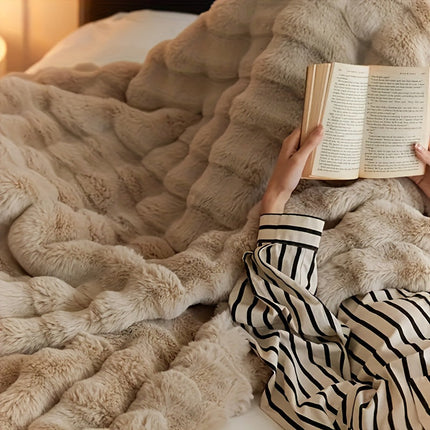 Luxurious Rabbit Fleece Blanket | Hypoallergenic & Tear-Resistant | Plush Comfort for Bed, Sofa & Office | All-Season Warmth | Modern Polka Dot Design | Perfect for Home & Travel