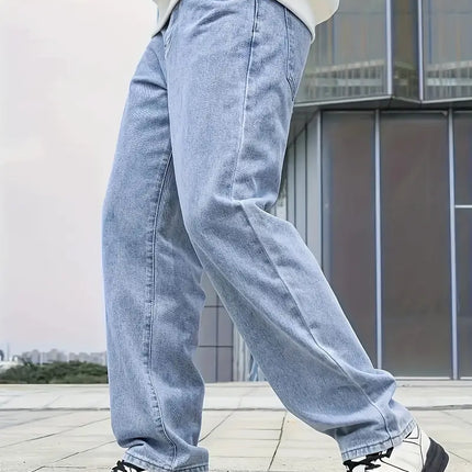 Vintage Straight-Leg Light Washed Men's Denim | Classic Comfort | Mid-Rise Fit | Versatile Style | 100% Cotton | Multiple Sizes | Light-Washed Blue | Durable Everyday Wear | Effortless Casual Look