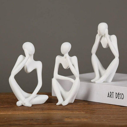 Abstract Elegant Thinker Resin Statue | Modern Minimalist Design | Tabletop Decor | Three Colors & Poses | Home Office Art | Environmentally Friendly | 8cm x 13cm | Unique Gift Idea
