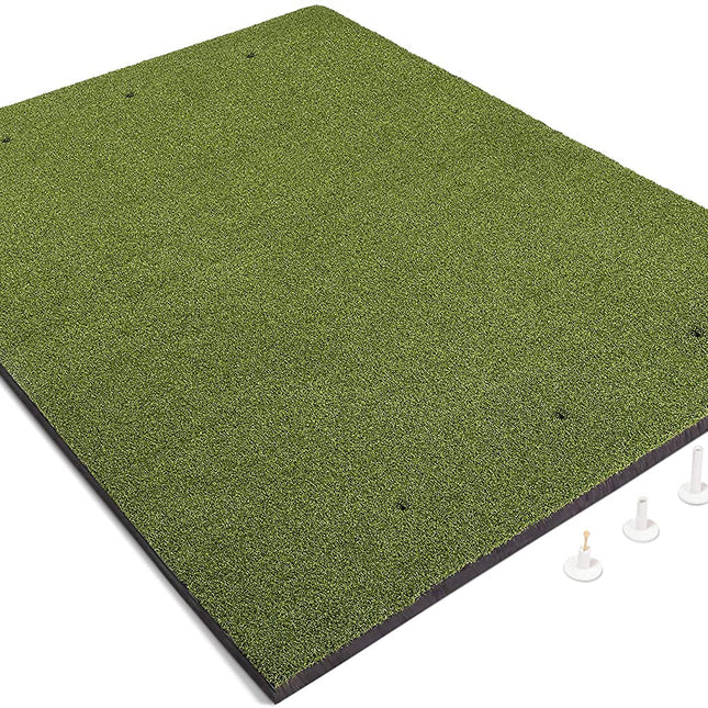 Golf Practice Mat | 5x4 ft Artificial Turf | 15mm Non-Slip Foam Padding | Indoor/Outdoor Training | 6 Teeing Positions | Includes 3 Rubber Tees for Drivers | Synthetic Grass for Realistic Feel