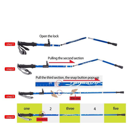 TREKSMART | Adjustable Folding Travel Hiking Pole | Lightweight & Ergonomic Design | Compact & Portable for Outdoor Adventures | Non-Slip Rubber Base for Stability & Safety