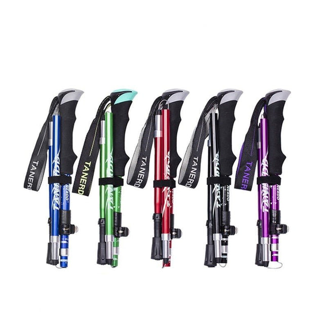 TREKSMART | Adjustable Folding Travel Hiking Pole | Lightweight & Ergonomic Design | Compact & Portable for Outdoor Adventures | Non-Slip Rubber Base for Stability & Safety
