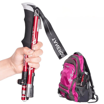 TREKSMART | Adjustable Folding Travel Hiking Pole | Lightweight & Ergonomic Design | Compact & Portable for Outdoor Adventures | Non-Slip Rubber Base for Stability & Safety