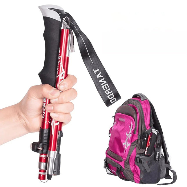 TREKSMART | Adjustable Folding Travel Hiking Pole | Lightweight & Ergonomic Design | Compact & Portable for Outdoor Adventures | Non-Slip Rubber Base for Stability & Safety