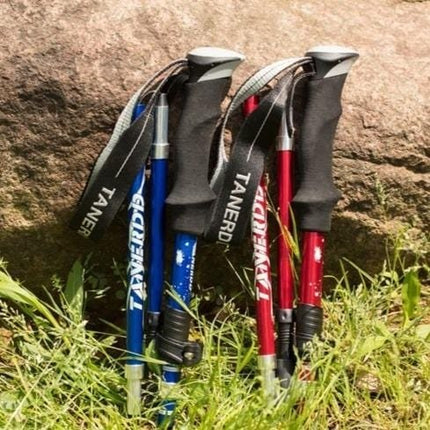 TREKSMART | Adjustable Folding Travel Hiking Pole | Lightweight & Ergonomic Design | Compact & Portable for Outdoor Adventures | Non-Slip Rubber Base for Stability & Safety