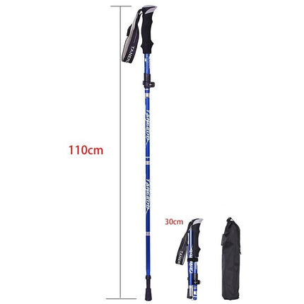 TREKSMART | Adjustable Folding Travel Hiking Pole | Lightweight & Ergonomic Design | Compact & Portable for Outdoor Adventures | Non-Slip Rubber Base for Stability & Safety