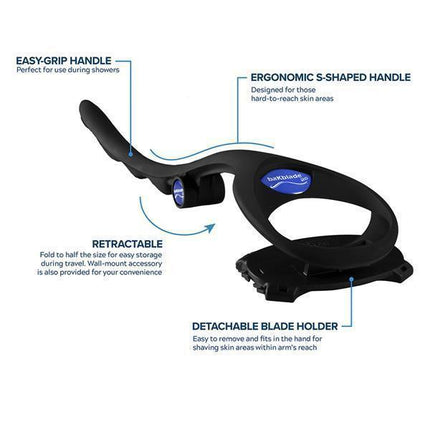 Advanced Back Hair Shaver | Extra-Long Ergonomic Handle | Wet or Dry Use | Pain-Free | Foldable and Rust-Resistant | Easy DIY Grooming Tool | High-Quality Replaceable Blades