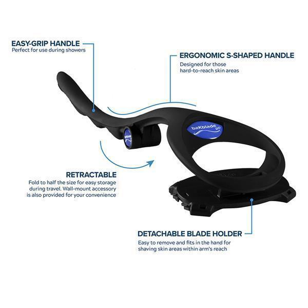 Advanced Back Hair Shaver | Extra-Long Ergonomic Handle | Wet or Dry Use | Pain-Free | Foldable and Rust-Resistant | Easy DIY Grooming Tool | High-Quality Replaceable Blades