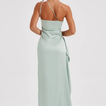 Open Shoulder Satin Split Dress | Slim Fit | Versatile Day to Night Style | High Quality & Comfort | Sizes S-L | Belle Couture | Essential Elegance