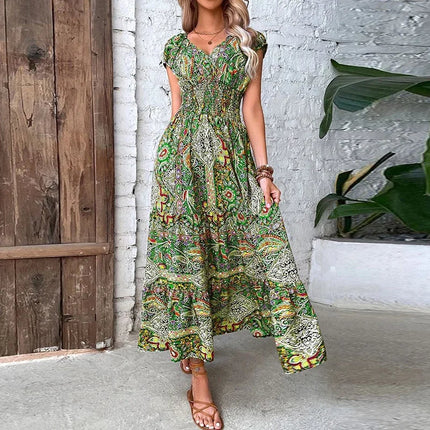 TAREE | Women's Bohemian Maxi Dress | Elastic Waist | Vibrant Patterns | Effortless Style