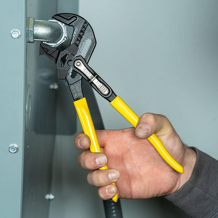 Adjustable Plier Wrench | Smooth Parallel Jaws | Knurled Teeth | Compact Handle Lever | High-Leverage Grip | 2-Inch Max Opening | 20 Positions | Secure Nut & Bolt Gripping
