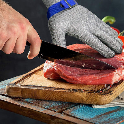 Food Grade Stainless Steel Mesh Glove | ANSI A9 Cut Resistance | For Kitchen & Meat Processing | Adjustable Wrist Strap | Eco-Friendly | Right or Left Hand Use | Easy Clean & Dishwasher Safe