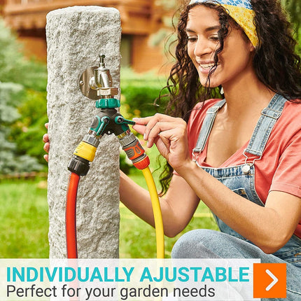 3/4'' US Standard Metal Y Hose Splitter | Dual Outdoor Faucet Splitter | Rustproof Zinc Alloy with Rubberized Grip | Easy Installation and Leak-Proof Design | Fits Any American Spigot | Garden Tool