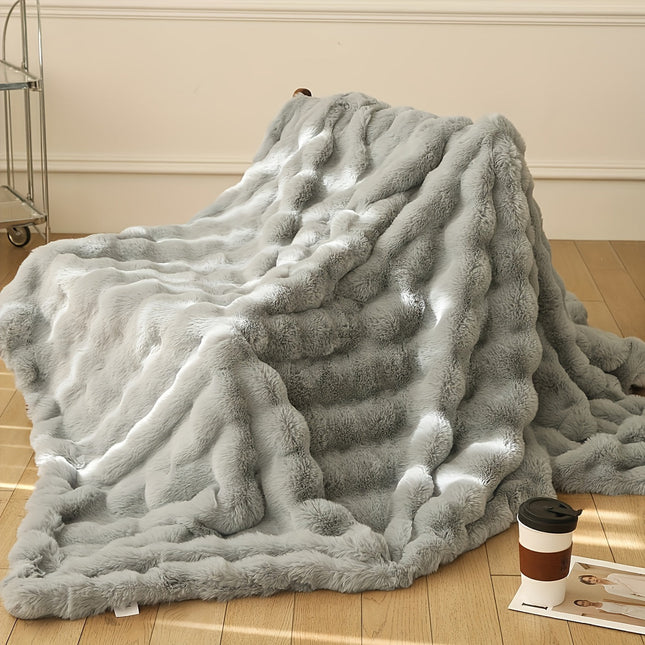 Luxurious Rabbit Fleece Blanket | Hypoallergenic & Tear-Resistant | Plush Comfort for Bed, Sofa & Office | All-Season Warmth | Modern Polka Dot Design | Perfect for Home & Travel