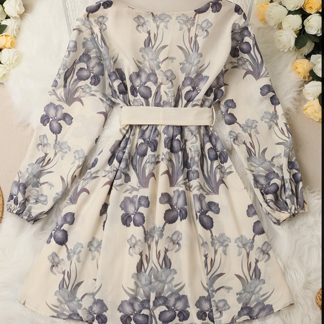 Floral V-Neck Split Sleeve Blouse Dress | Feminine Details | Breathable & Versatile | Light Fabric | Perfect for Work or Casual Outfits