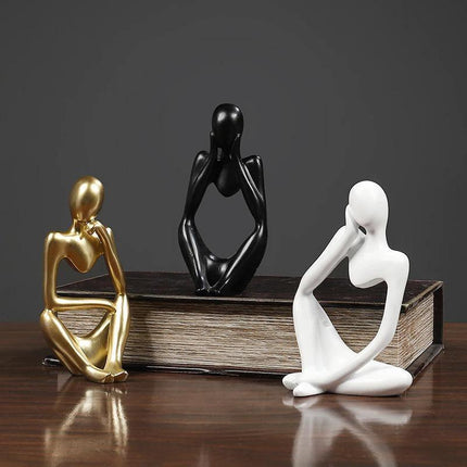 Abstract Elegant Thinker Resin Statue | Modern Minimalist Design | Tabletop Decor | Three Colors & Poses | Home Office Art | Environmentally Friendly | 8cm x 13cm | Unique Gift Idea