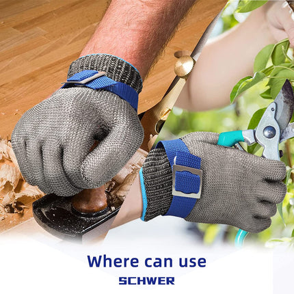 Food Grade Stainless Steel Mesh Glove | ANSI A9 Cut Resistance | For Kitchen & Meat Processing | Adjustable Wrist Strap | Eco-Friendly | Right or Left Hand Use | Easy Clean & Dishwasher Safe