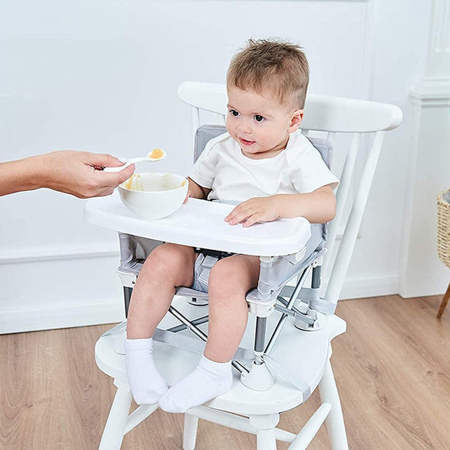 Portable Baby Booster Seat | Lightweight Folding Design | Indoor Outdoor Use | Safety Strap and Tray | Easy to Clean | Travel Carry Bag Included | Premium Toddler Chair for Mealtime and Play