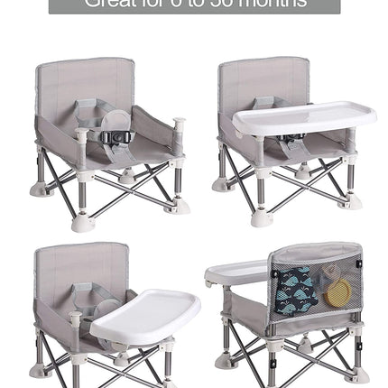 Portable Baby Booster Seat | Lightweight Folding Design | Indoor Outdoor Use | Safety Strap and Tray | Easy to Clean | Travel Carry Bag Included | Premium Toddler Chair for Mealtime and Play