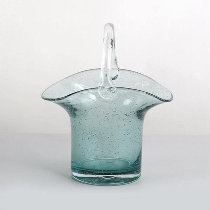 Handcrafted Glass Vase | Elegant Tote & Basket Design | Home Decor Accent | Available in 4 Styles | Perfect for Fresh or Silk Flowers | Unique Handbag-Inspired Glass Container | Enhance Your Space with Style