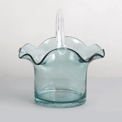 Handcrafted Glass Vase | Elegant Tote & Basket Design | Home Decor Accent | Available in 4 Styles | Perfect for Fresh or Silk Flowers | Unique Handbag-Inspired Glass Container | Enhance Your Space with Style