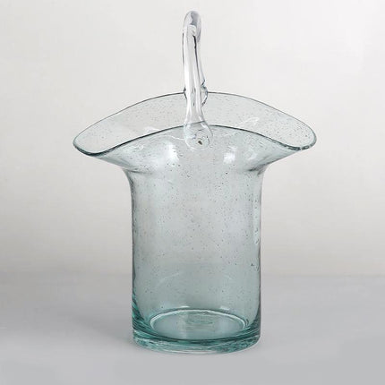 Handcrafted Glass Vase | Elegant Tote & Basket Design | Home Decor Accent | Available in 4 Styles | Perfect for Fresh or Silk Flowers | Unique Handbag-Inspired Glass Container | Enhance Your Space with Style