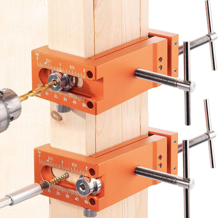 Professional Cabinetry Clamps | Aluminum Alloy Body | Stainless Steel Rods | Two Interchangeable Drill Guides | Quick Cabinet Face Frame Installation | Rubber Protection Pads | CNC Anodized Surface