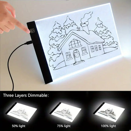 A3 A4 A5 Size LED Tracing Light Box | Portable USB-Powered Drawing Board | Dimmable Brightness Levels | Eye-Friendly Flicker-Free LED | Versatile for Art, Tattoo, Quilting, and Design Projects