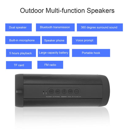 Black Portable Bluetooth Speaker | High Definition Sound | 1800mAh Battery | Bluetooth 4.0 | 5 Hour Playtime | TF Card Support | IPX5 Waterproof | Lightweight | Crystal Clear Audio | Indoor Outdoor Use