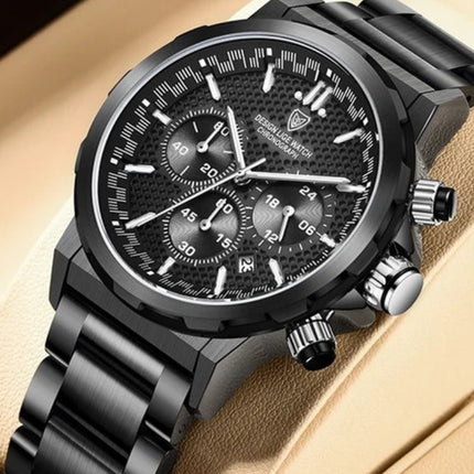 Men's Stainless Steel Chronograph Smartwatch | Adjustable Strap | Elegant Silver or Black Variants | Durable Wear-Resistant Design | Modern Technology | Personalized Fit | Stylish and Functional