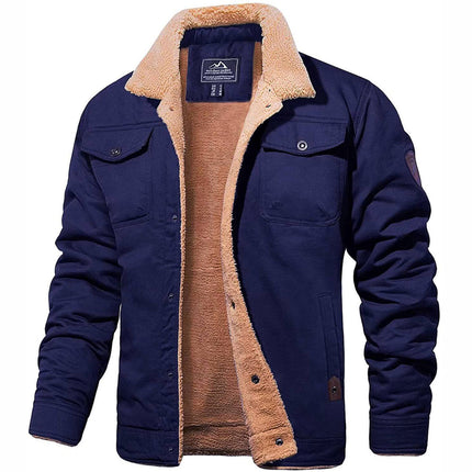 Hunter Bomber Jacket for Men | Windproof Cotton Outerwear with Thermal Wool Lining | Stylish and Functional with Pockets | Cozy Winter Wear
