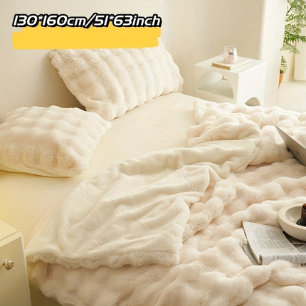 Double-Sided Faux Rabbit Fleece Blanket | Soft Plush Comfort for Bedroom, Living Room & Travel | Cozy All-Season Use