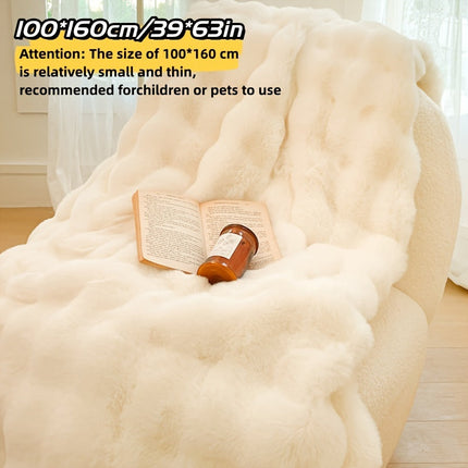 Double-Sided Faux Rabbit Fleece Blanket | Soft Plush Comfort for Bedroom, Living Room & Travel | Cozy All-Season Use