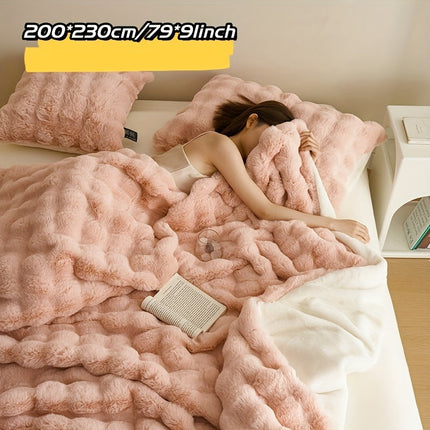 Double-Sided Faux Rabbit Fleece Blanket | Soft Plush Comfort for Bedroom, Living Room & Travel | Cozy All-Season Use